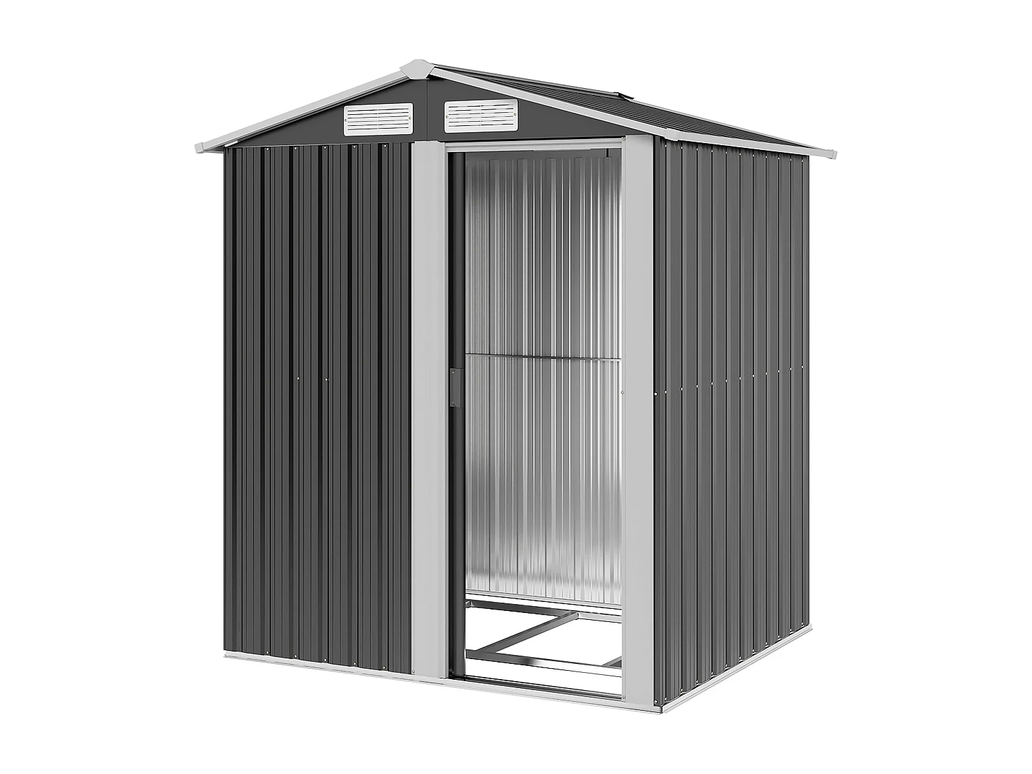 Casetta da giardino in acciaio tetto inclinato 4 prese d'aria