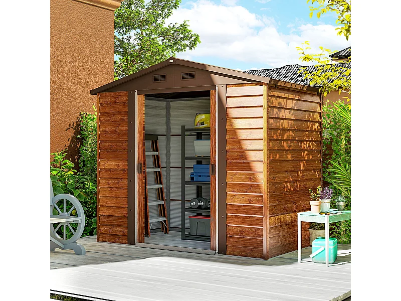 Casetta da giardino 3m² in acciaio zincato con fori di drenaggio prese d'aria