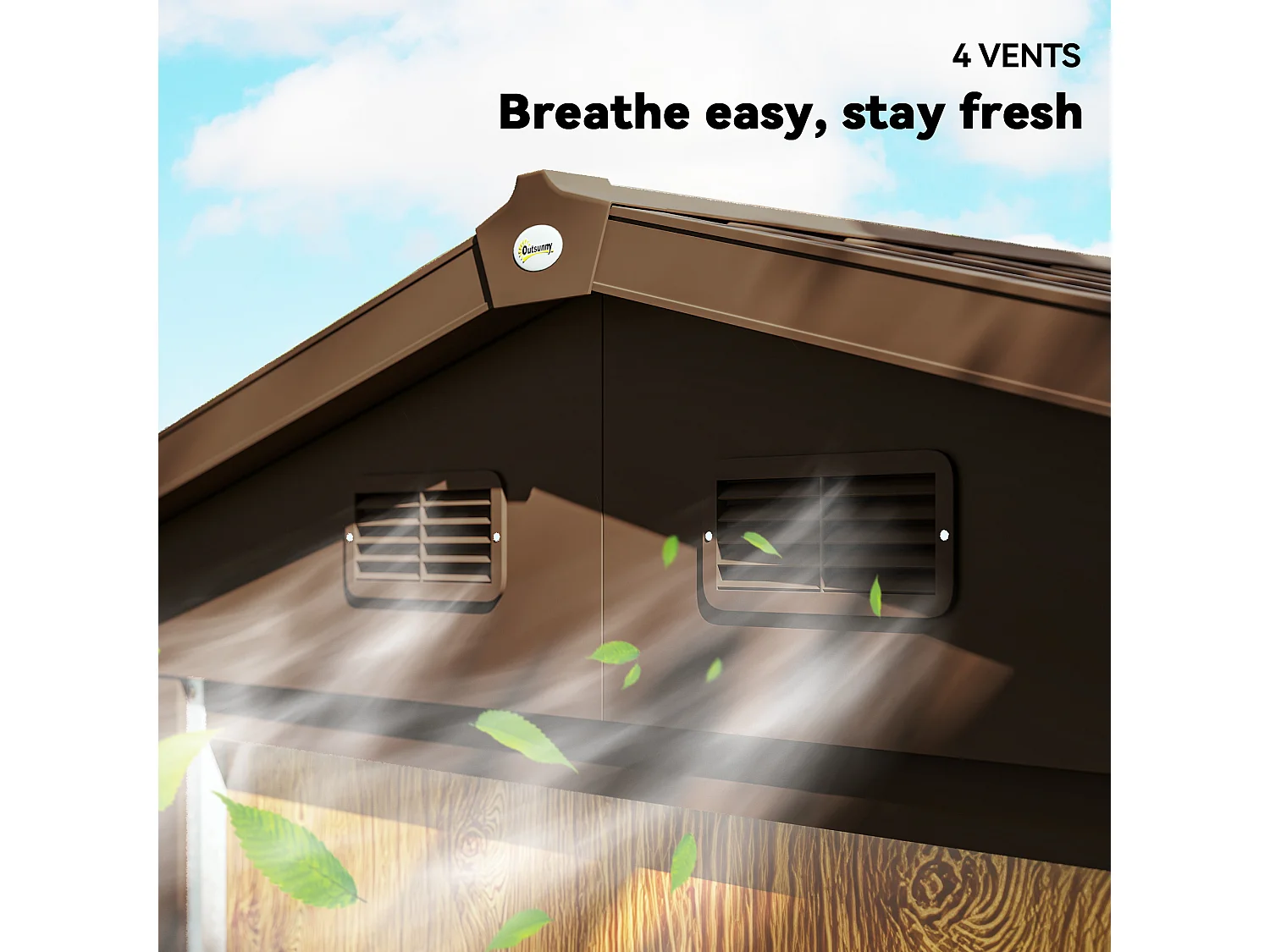 Casetta da giardino 3m² in acciaio zincato con fori di drenaggio prese d'aria