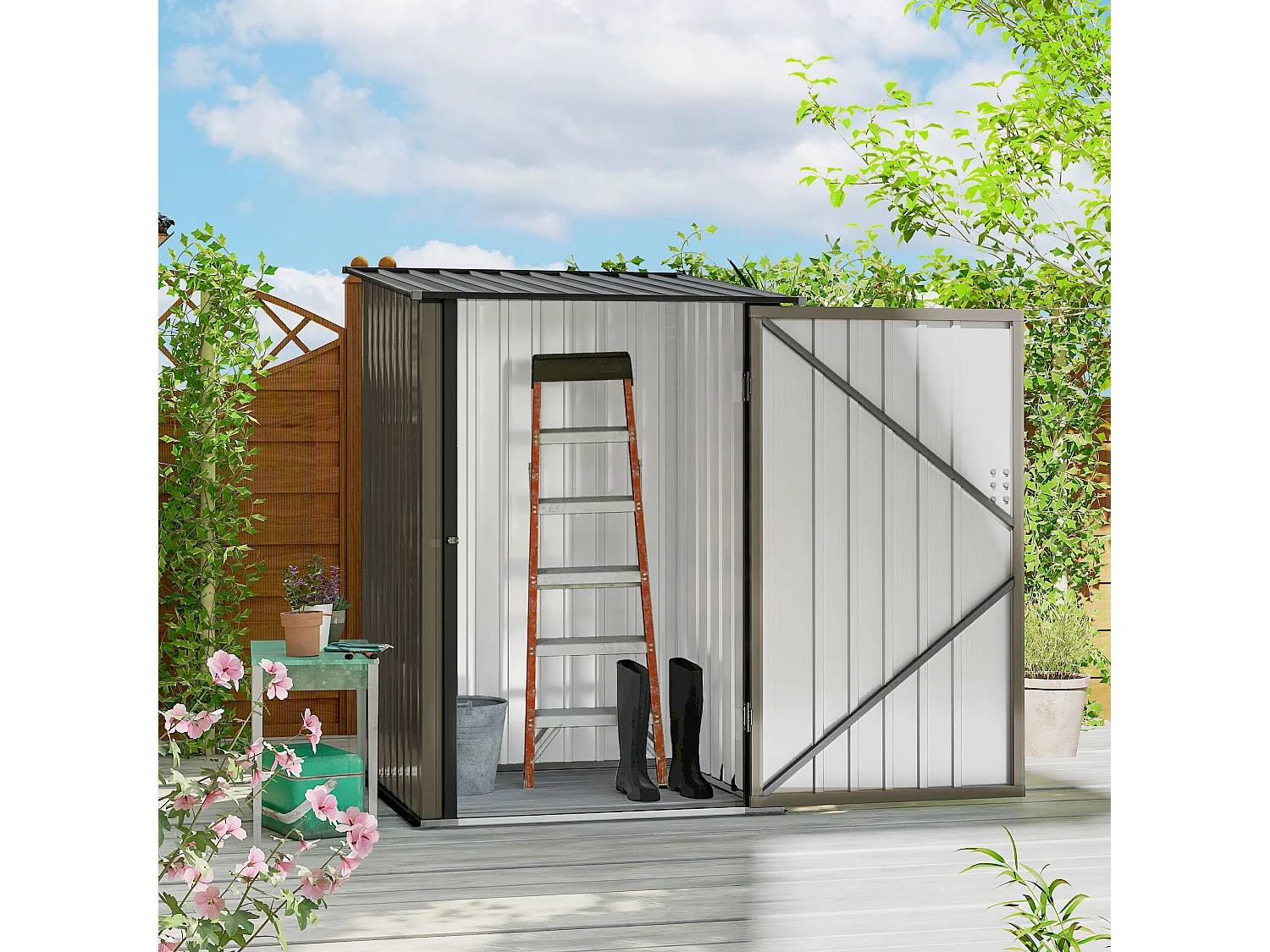 Casetta da giardino 0.92m² in acciaio zincato con porta battente