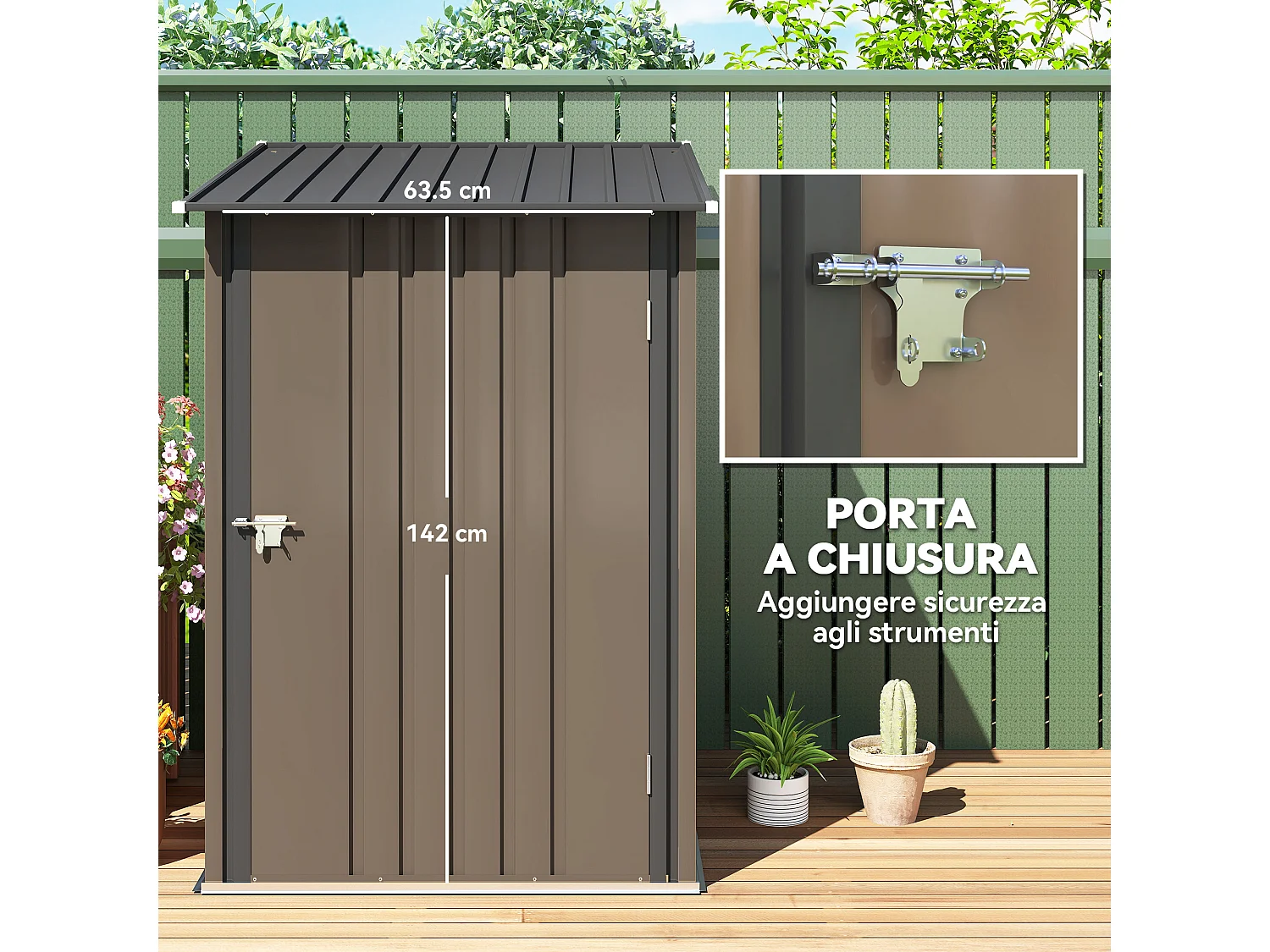 Casetta da giardino 0.92m² in acciaio zincato con porta battente