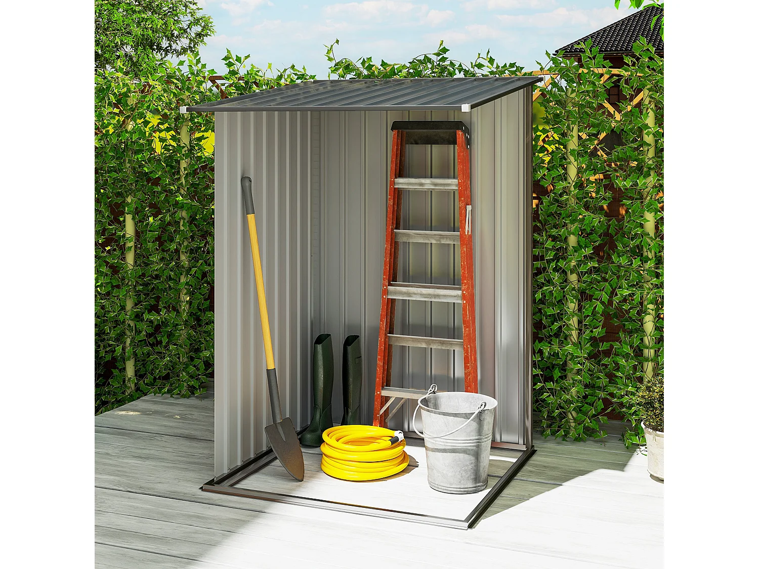 Casetta da giardino 0.92m² in acciaio zincato con porta battente