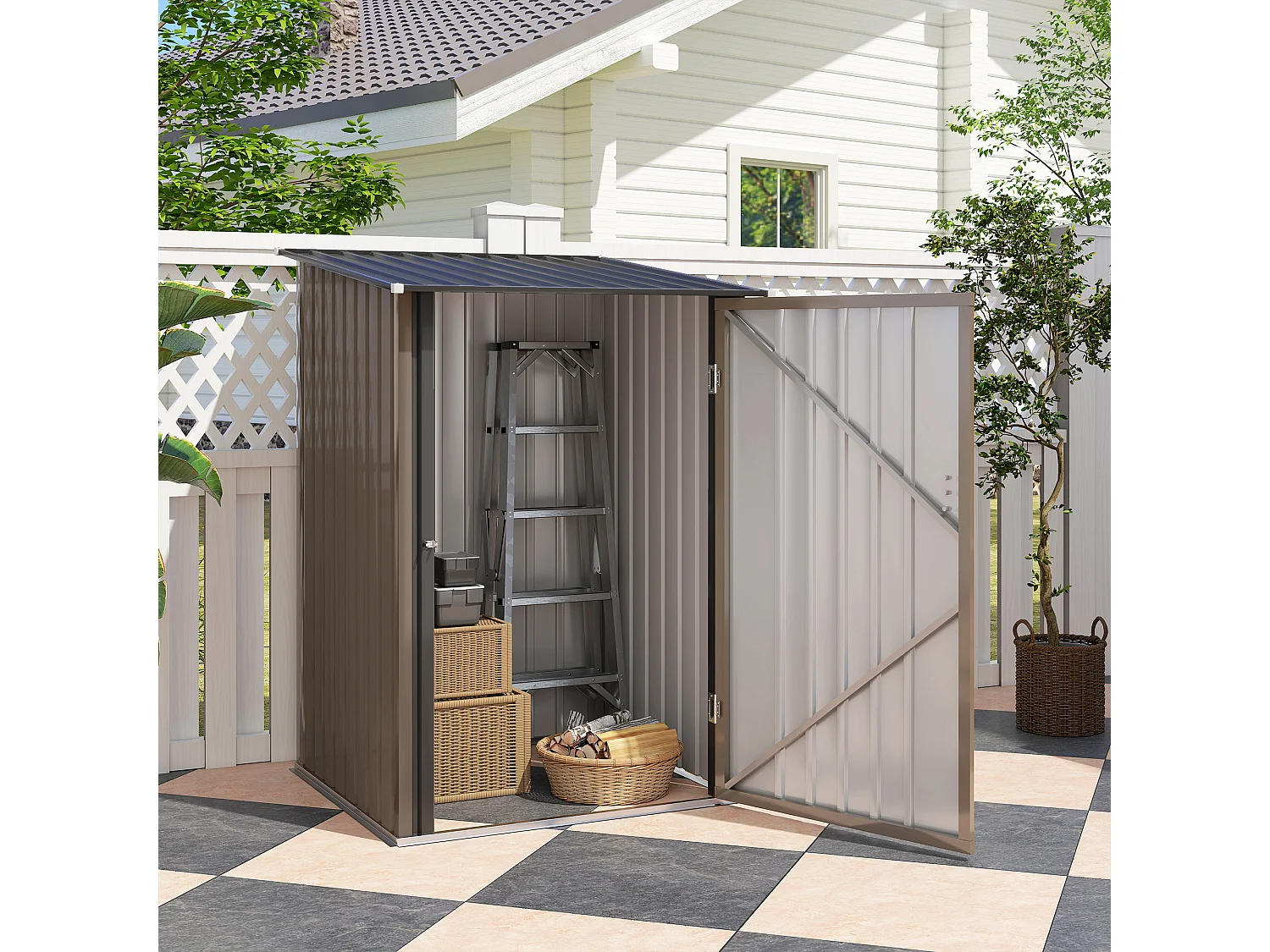 Casetta da giardino 0.92m² in acciaio zincato con porta battente