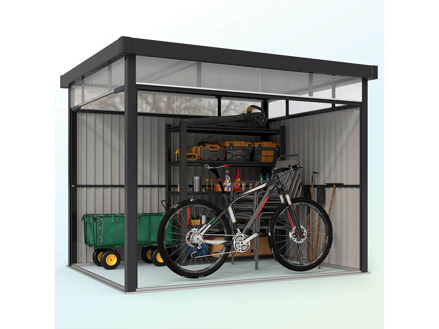 Casetta da giardino 4.9m² in acciaio zincato con fori di drenaggio