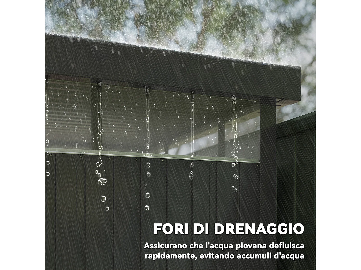 Casetta da giardino 4.9m² in acciaio zincato con fori di drenaggio