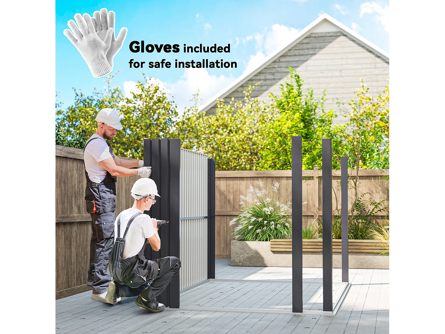 Casetta da giardino 4.9m² in acciaio zincato con fori di drenaggio