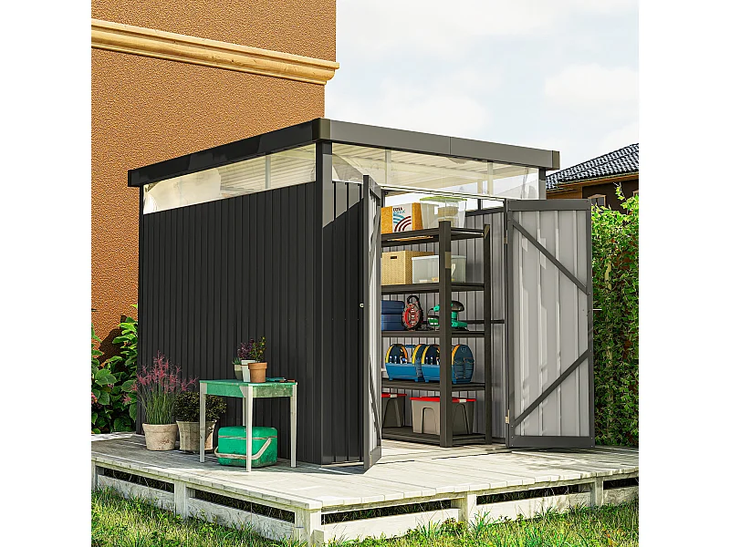 Casetta da giardino 4.9m² in acciaio zincato con fori di drenaggio