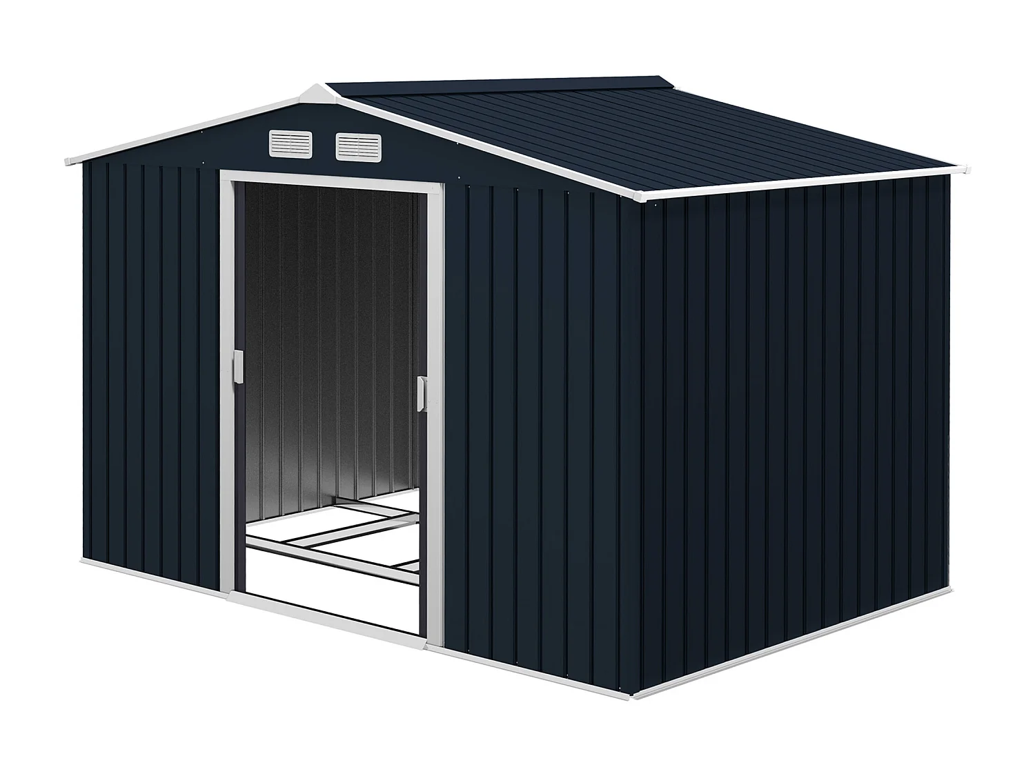 Casetta da giardino 277x195x192cm 2 porte 4 prese d'aria