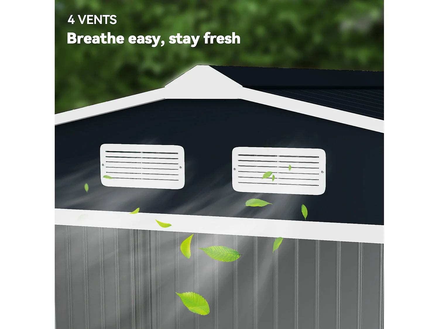 Casetta da giardino 277x195x192cm 2 porte 4 prese d'aria