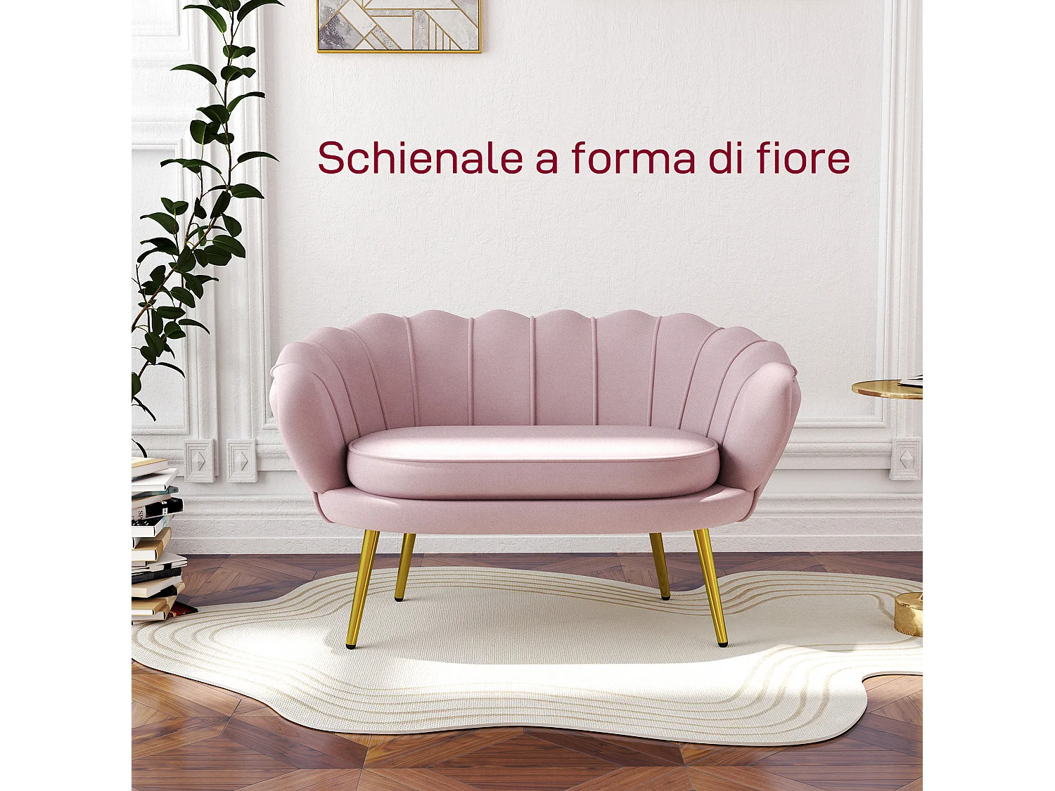 Divano vintage 2 posti stile industrial chic effetto velluto rosa