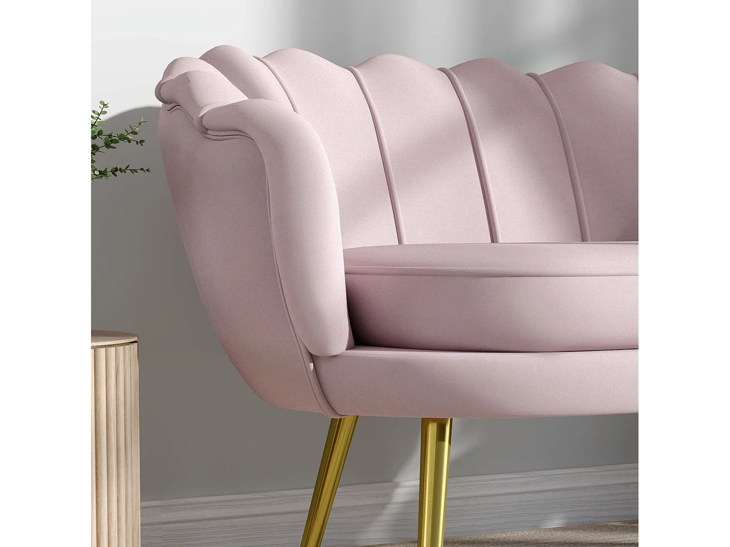 Divano vintage 2 posti stile industrial chic effetto velluto rosa