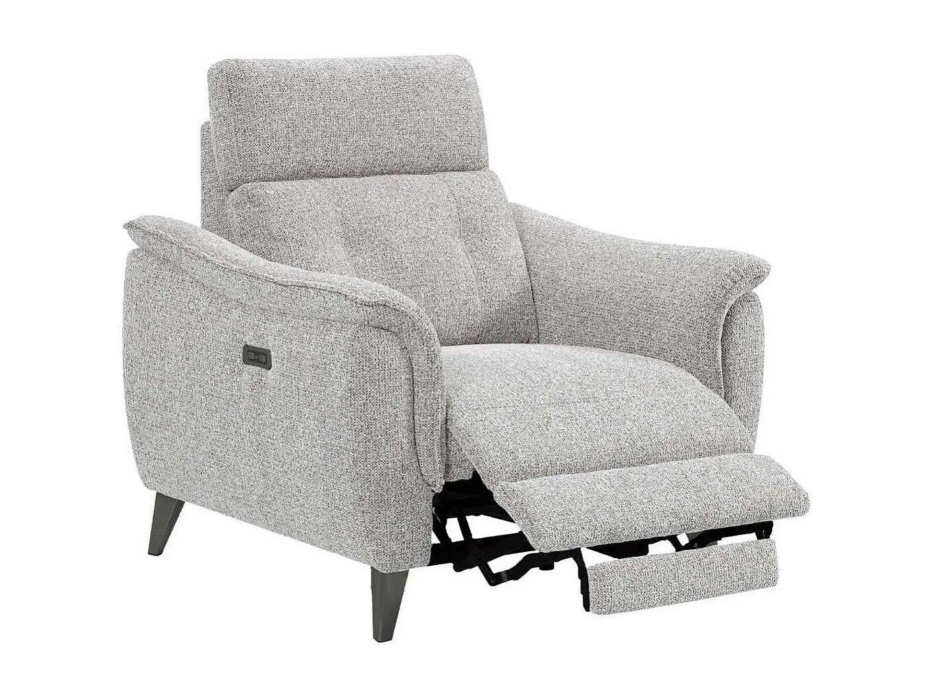 Fauteuil relax électrique tissu polyester gris galet - PLYM