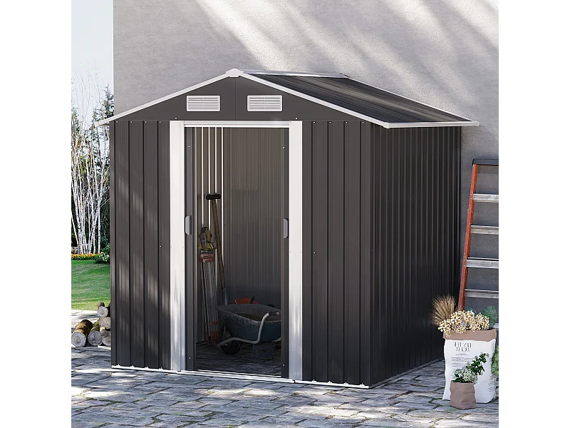 Capanno giardino 2x1.5x1.9m acciaio doppia porta scorrevole