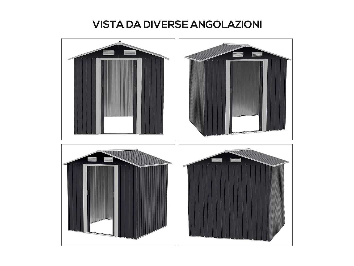 Capanno giardino 2x1.5x1.9m acciaio doppia porta scorrevole