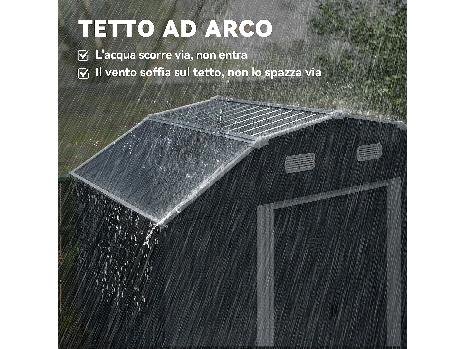 Capanno porta attrezzi con ripiani regolabili e 2 finestre grigio