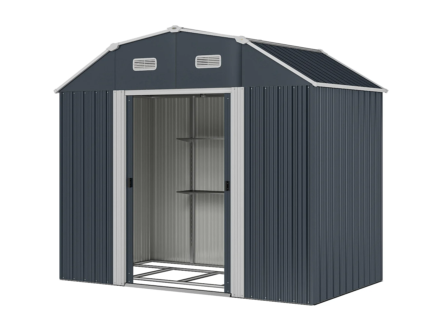 Capanno porta attrezzi con ripiani regolabili e 2 finestre grigio