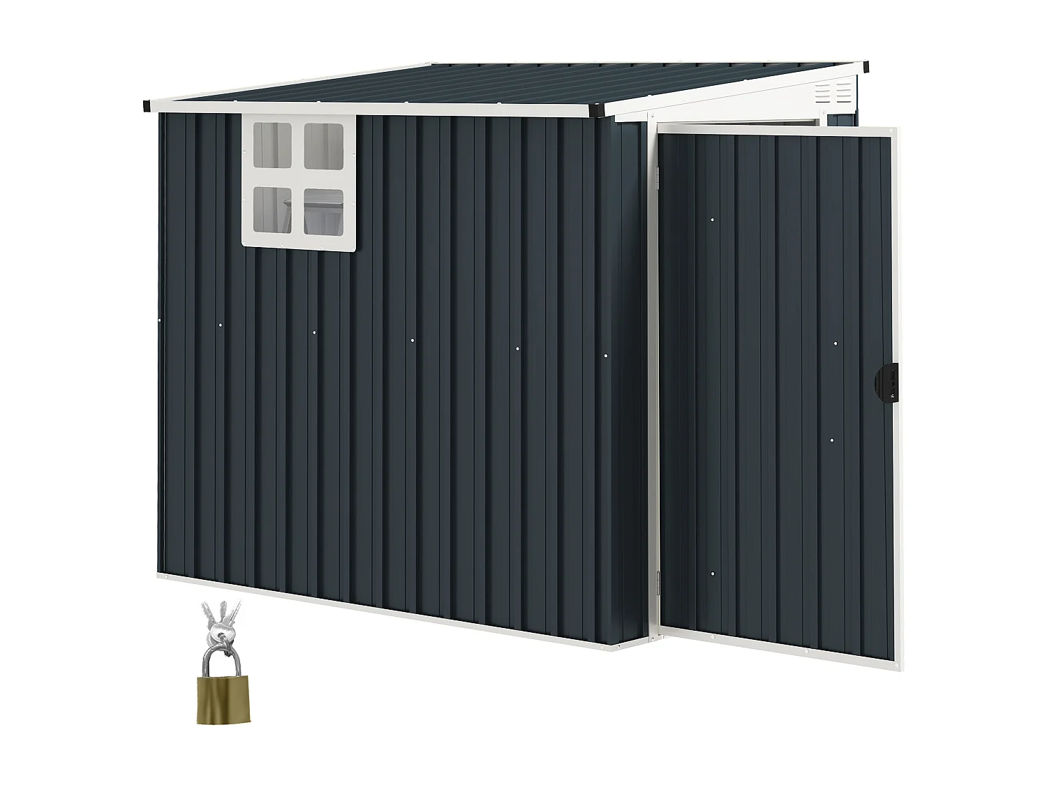 Casetta da giardino 2.6m² in acciaio zincato con 2 prese d'aria