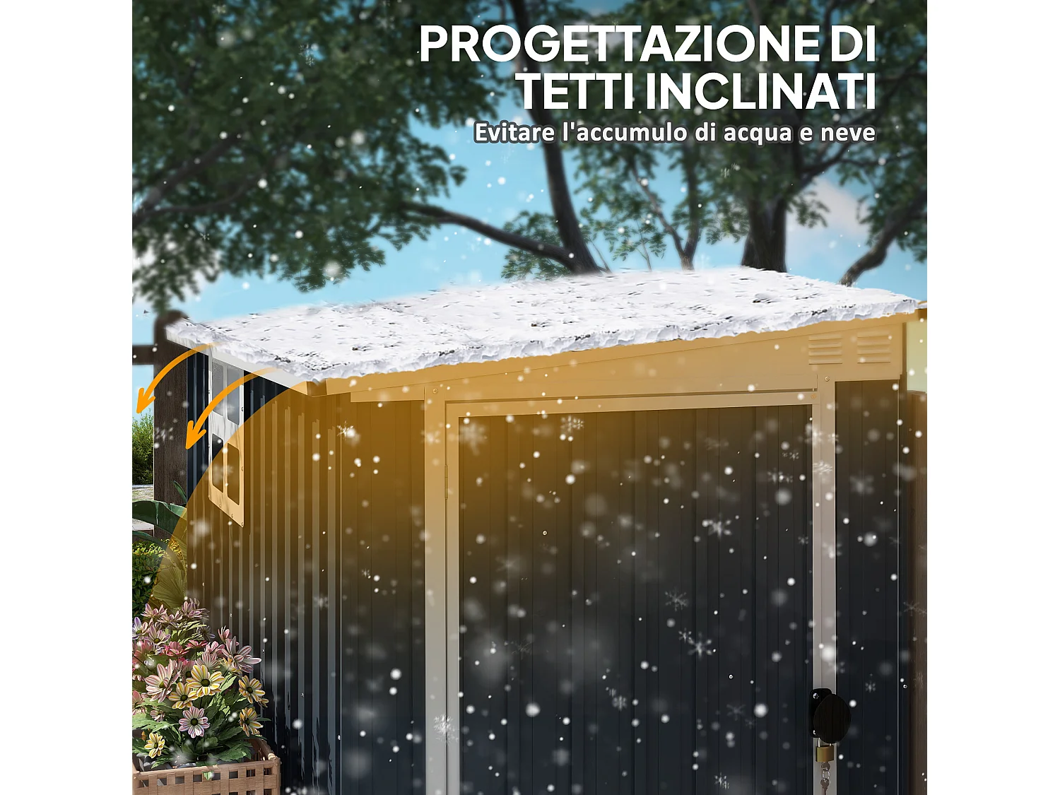 Casetta da giardino 2.6m² in acciaio zincato con 2 prese d'aria