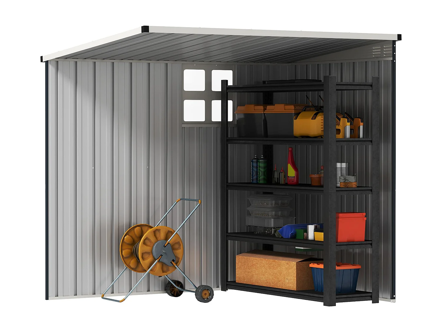 Casetta da giardino 2.6m² in acciaio zincato con 2 prese d'aria