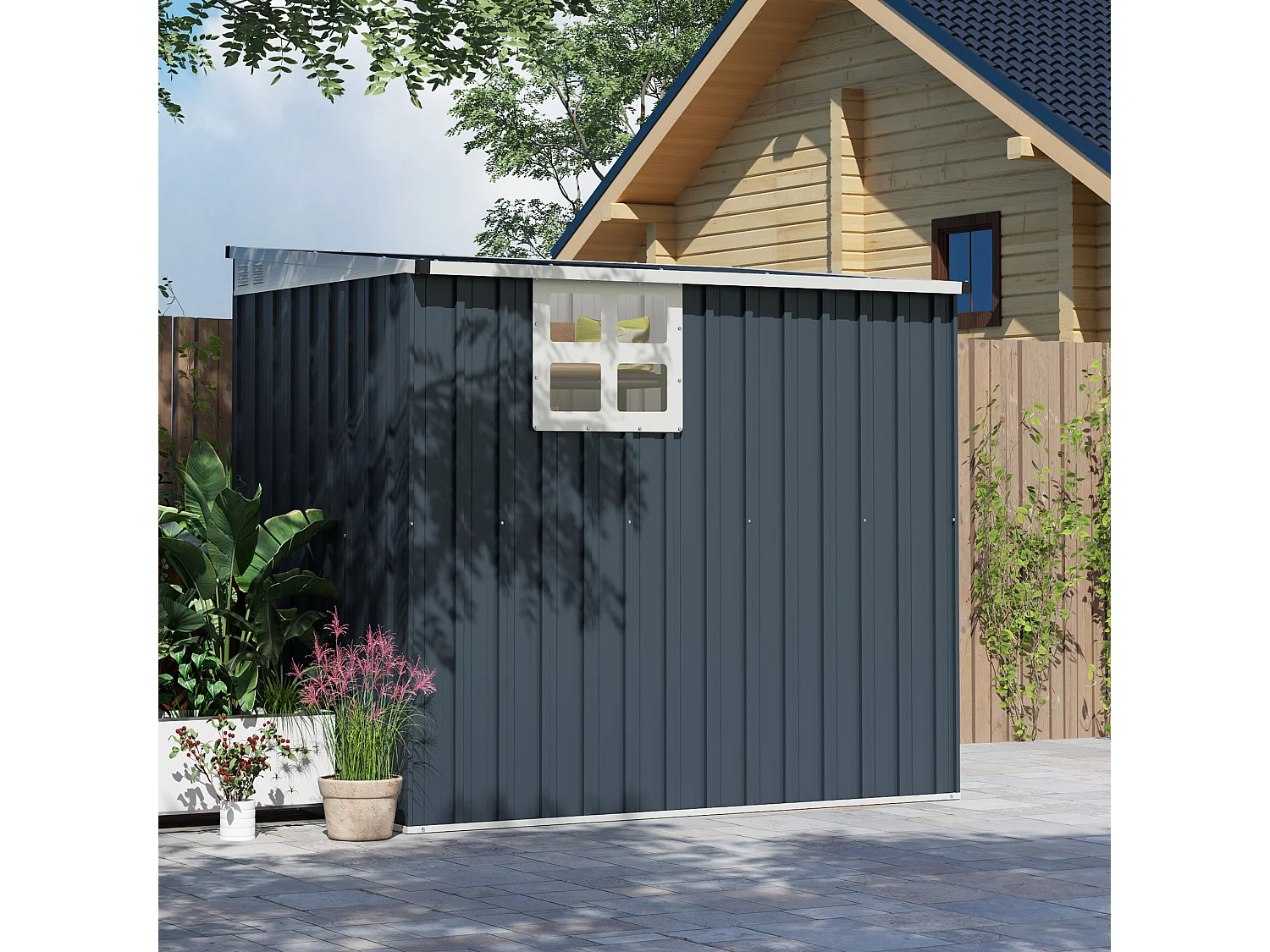 Casetta da giardino 2.6m² in acciaio zincato con 2 prese d'aria