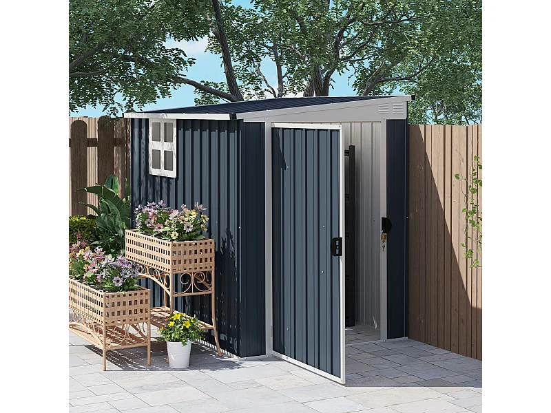 Casetta da giardino 2.6m² in acciaio zincato con 2 prese d'aria