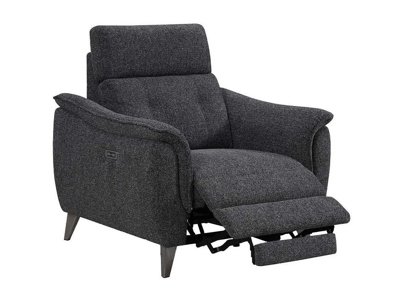 Fauteuil relax électrique tissu polyester gris carbone - PLYM
