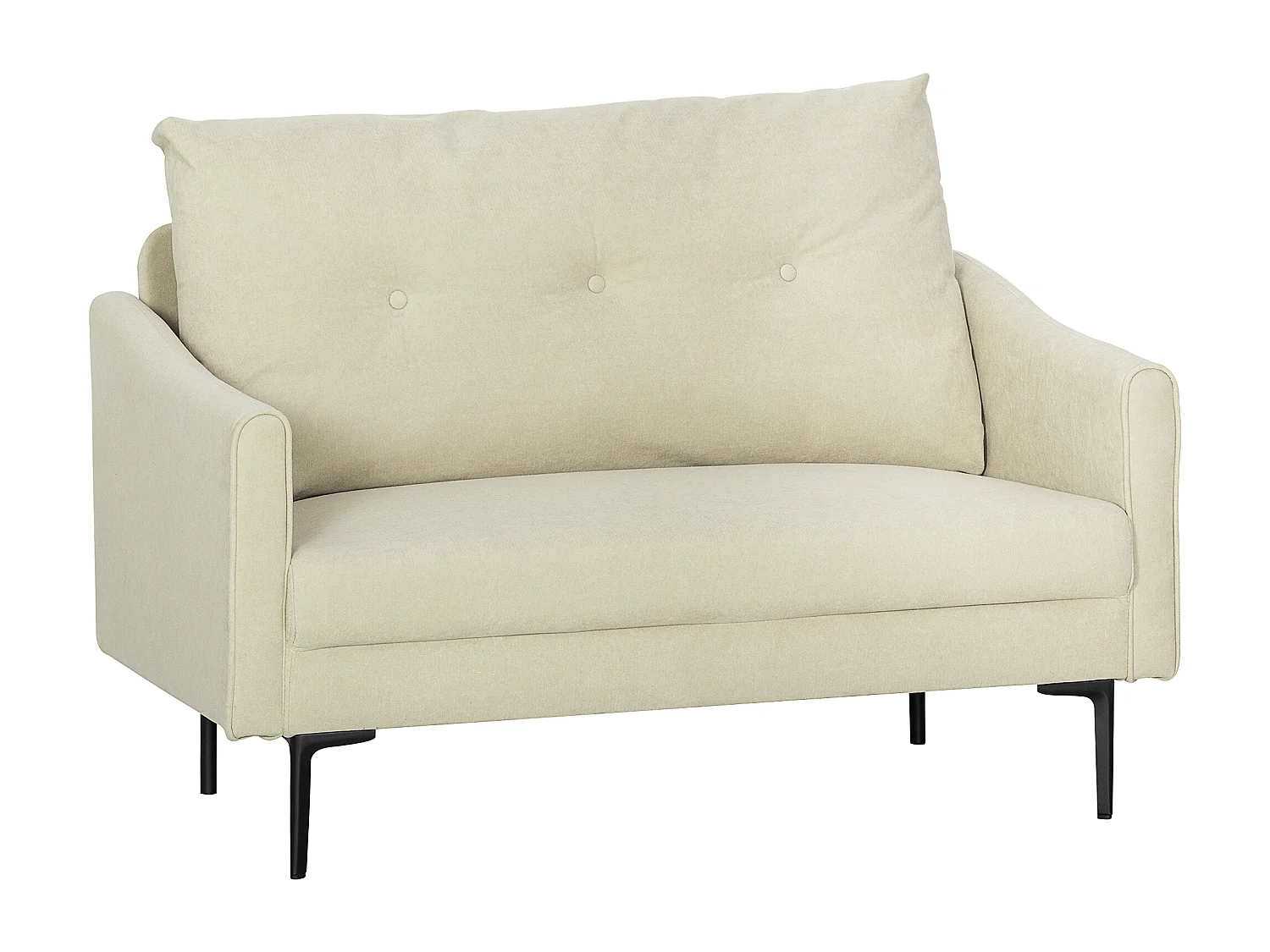 Divano 2 posti moderno con schienale trapuntato in velluto crema