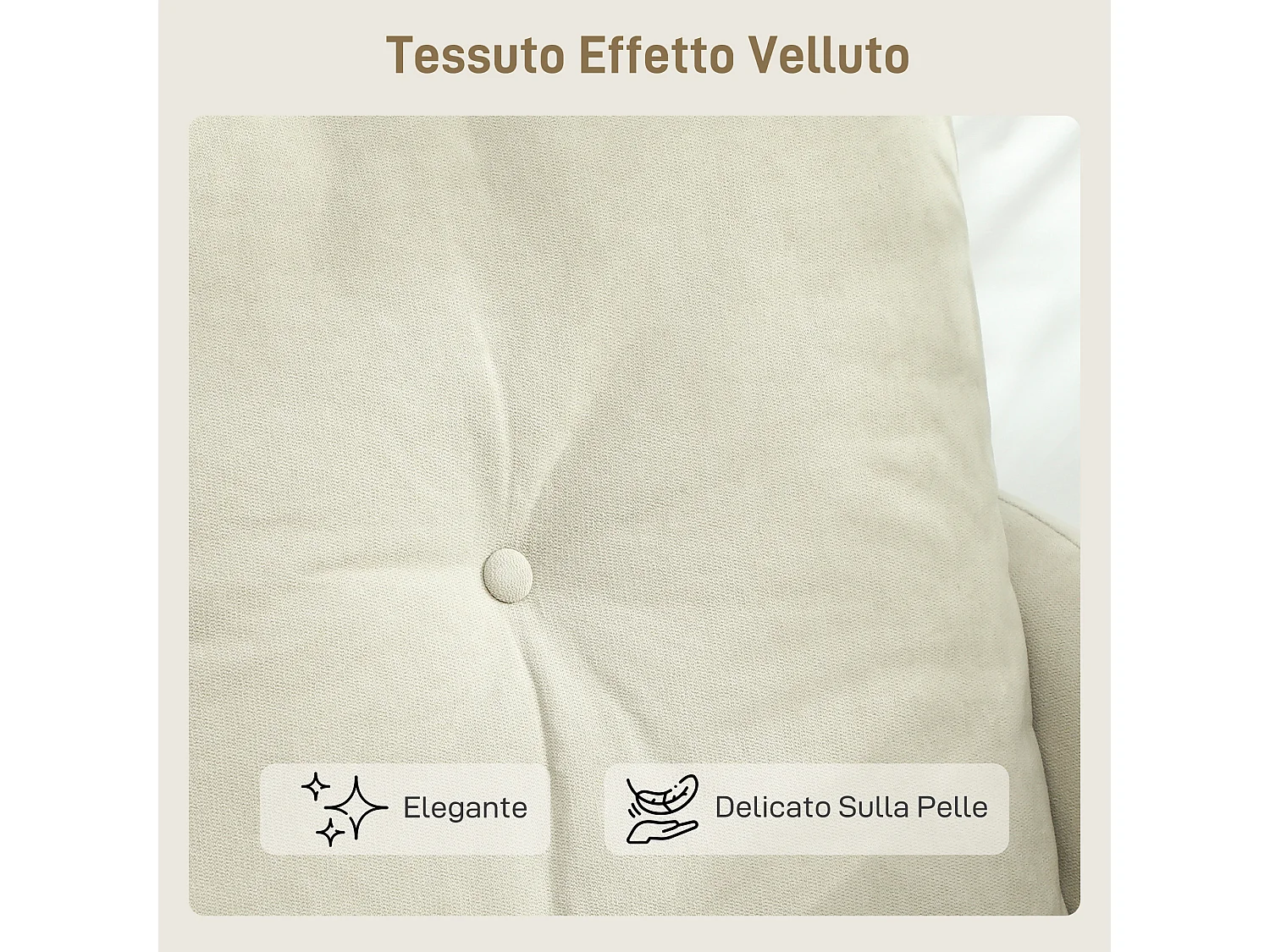 Divano 2 posti moderno con schienale trapuntato in velluto crema