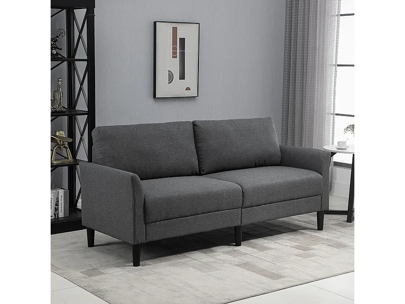 Divano 3 posti con seduta profonda e imbottitura spessa tessuto grigio