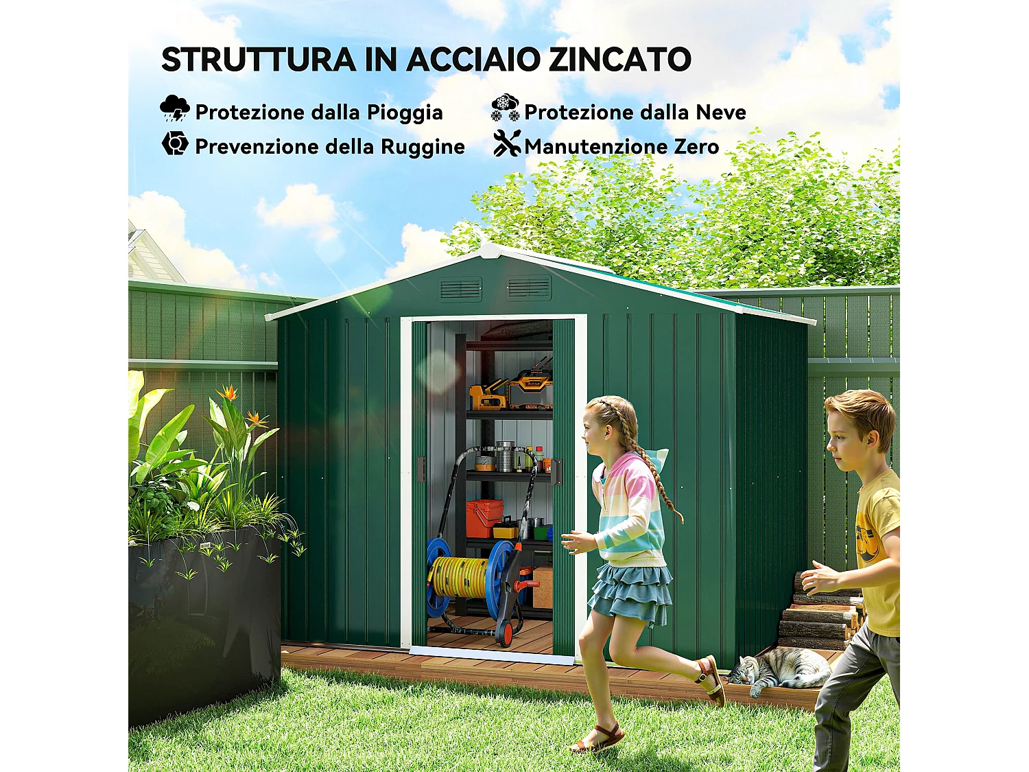 Casetta da giardino 3.6m² in acciaio zincato con prese d'Aria