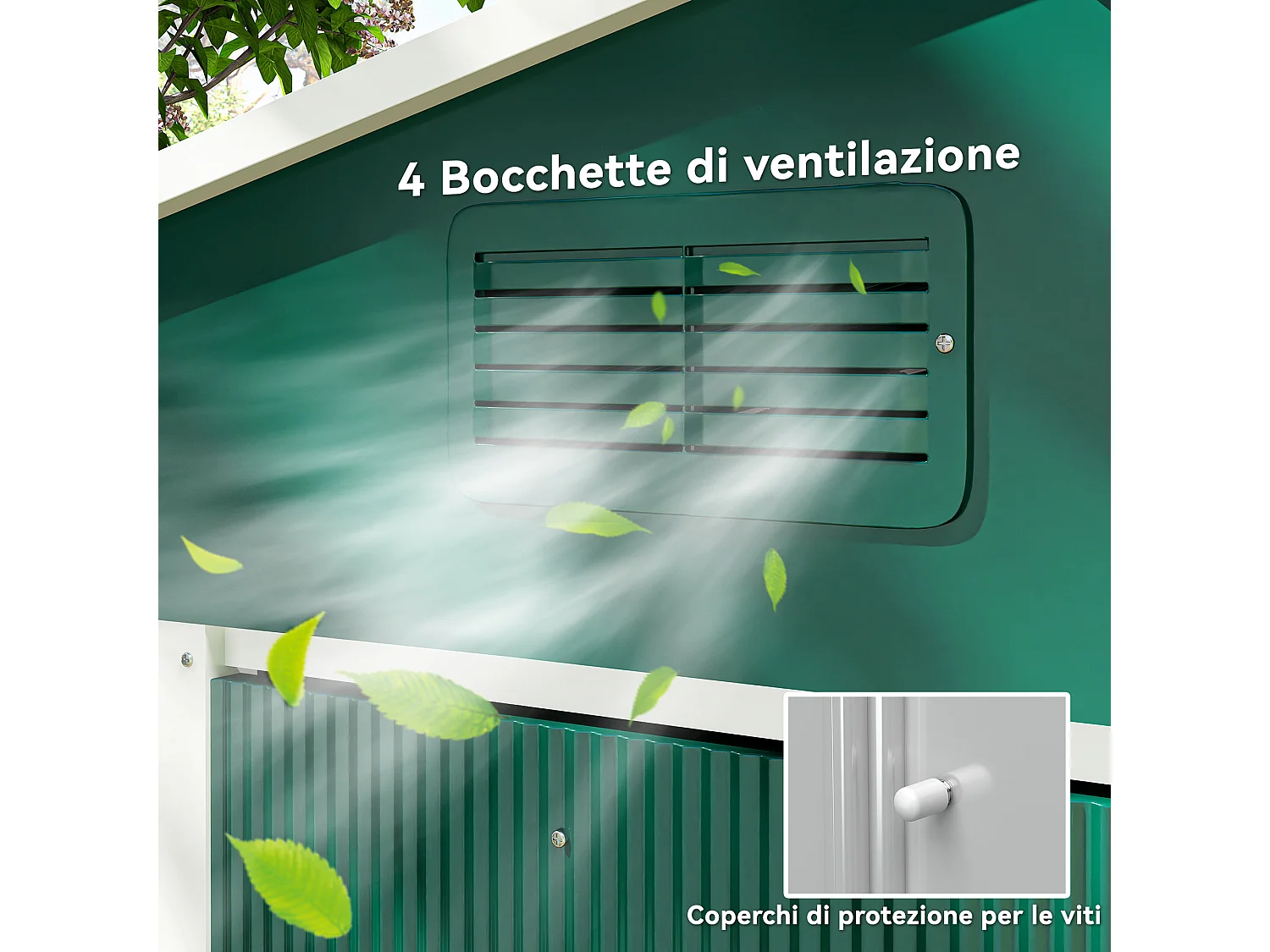 Casetta da giardino 3.6m² in acciaio zincato con prese d'Aria