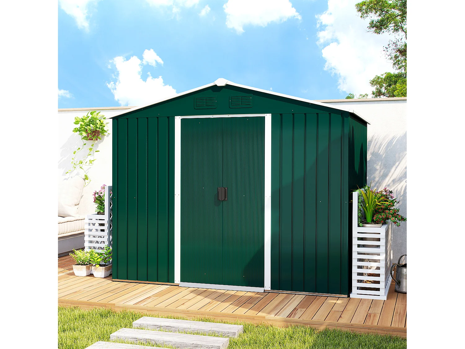 Casetta da giardino 3.6m² in acciaio zincato con prese d'Aria