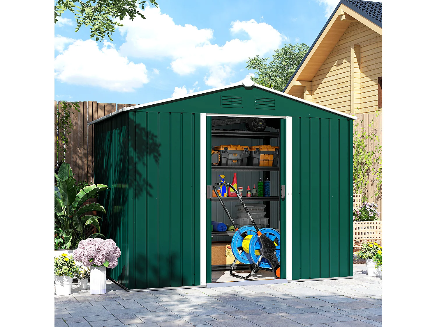 Casetta da giardino 3.6m² in acciaio zincato con prese d'Aria