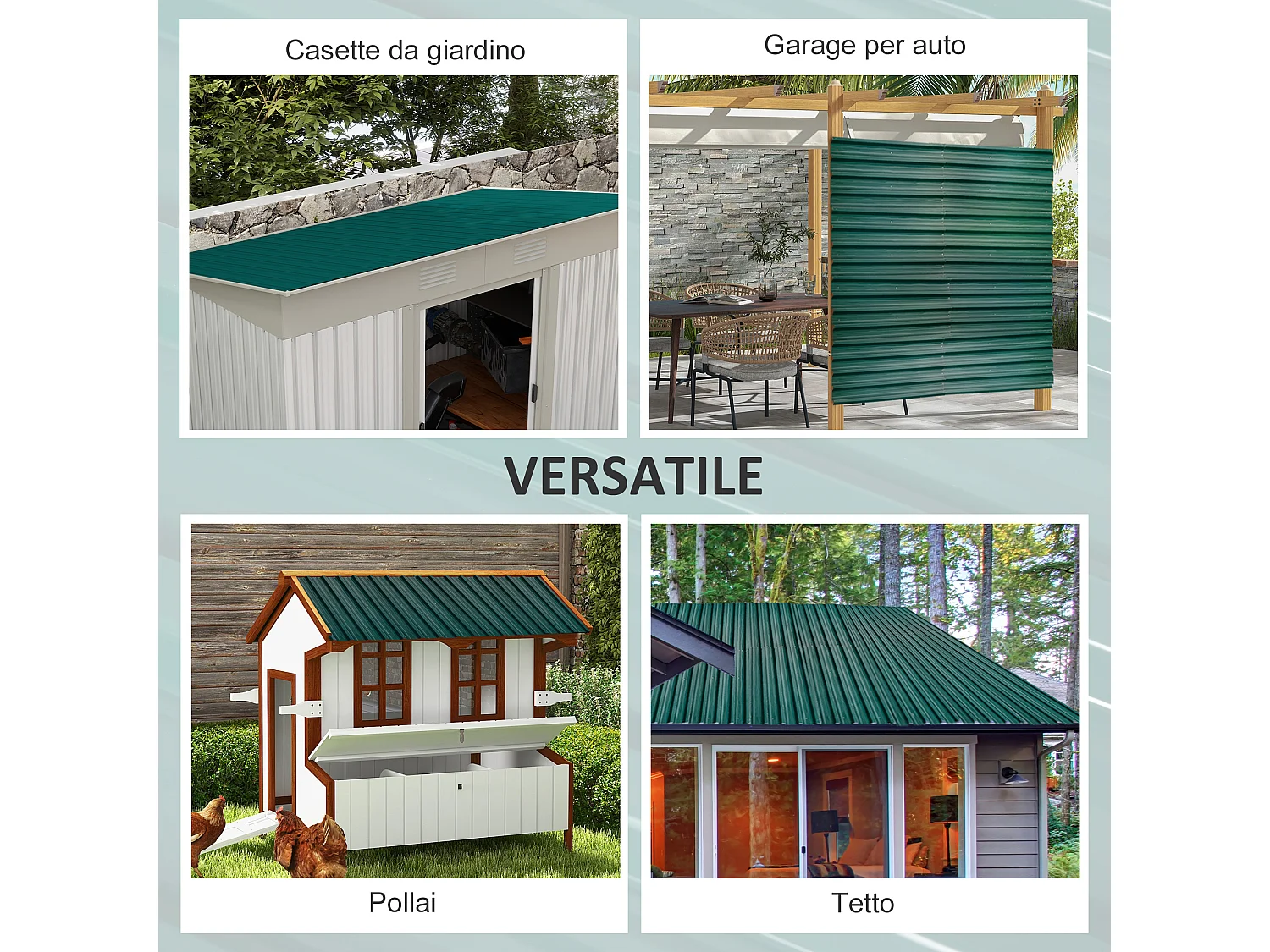 Set 12 pannelli di ricambio per casette da giardino in acciaio zincato con fori