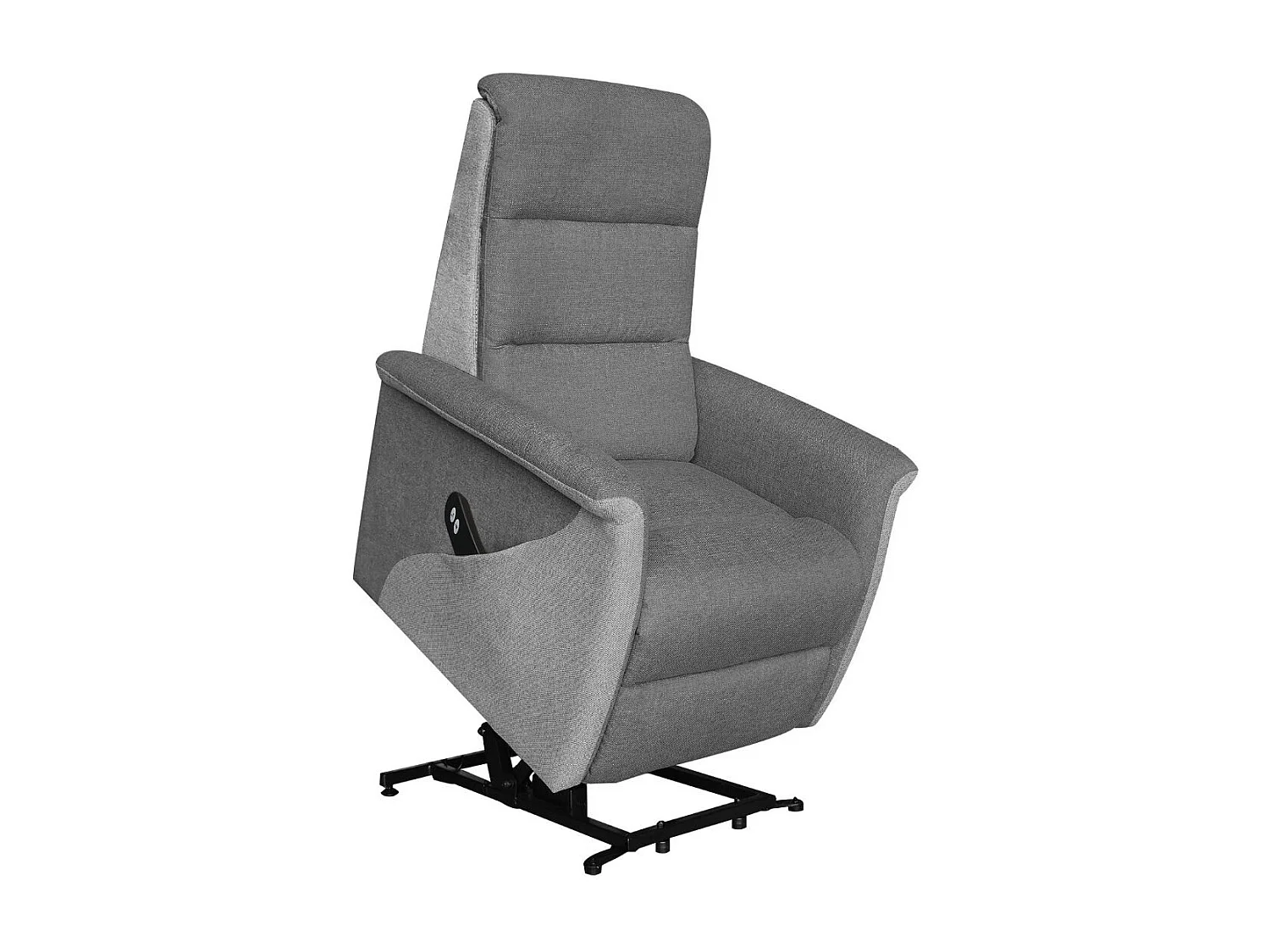 Fauteuil relax électrique releveur mono moteur tissu polyester gris foncé et gris clair  - MAGIX
