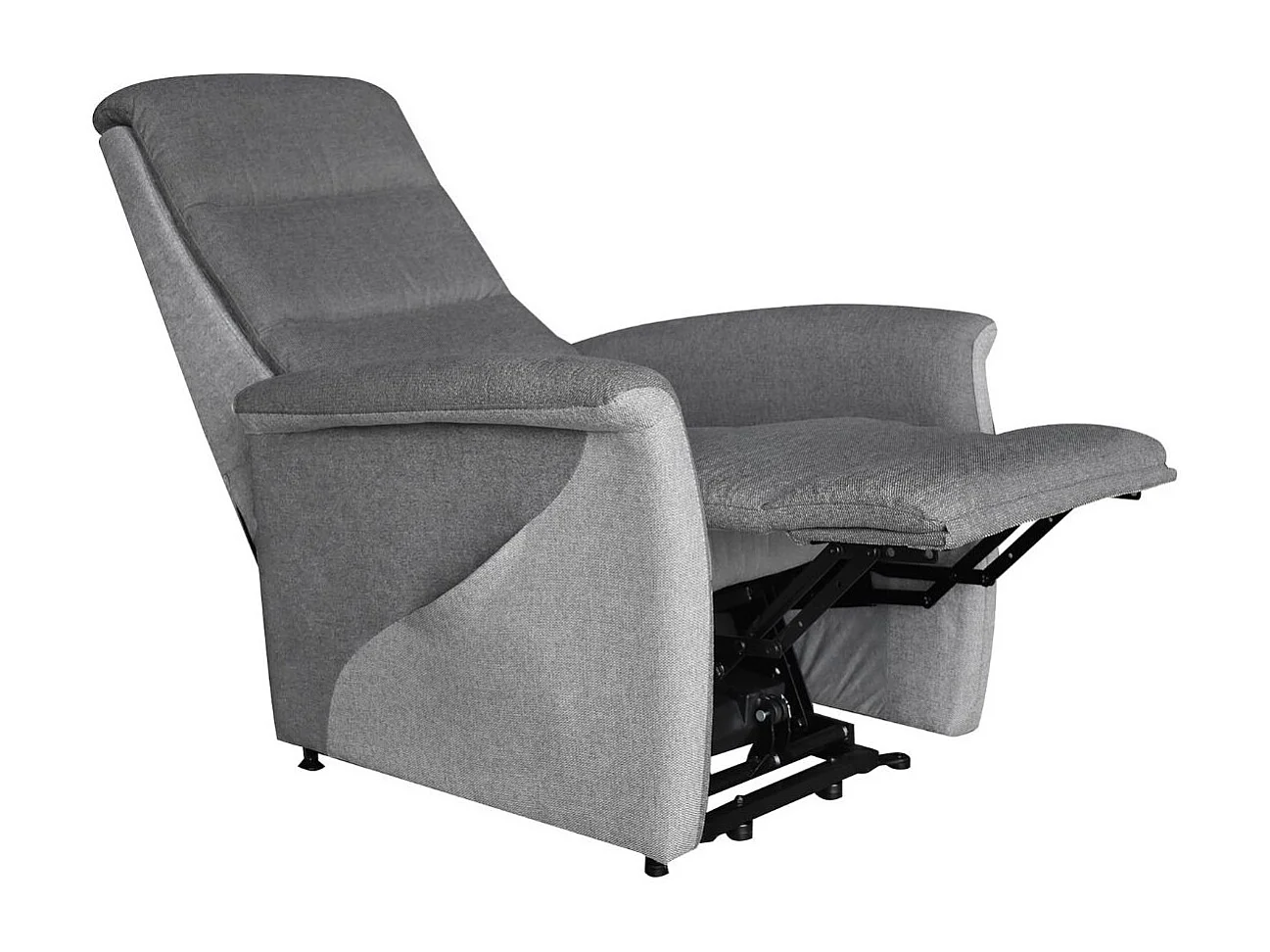 Fauteuil relax électrique releveur mono moteur tissu polyester gris foncé et gris clair  - MAGIX