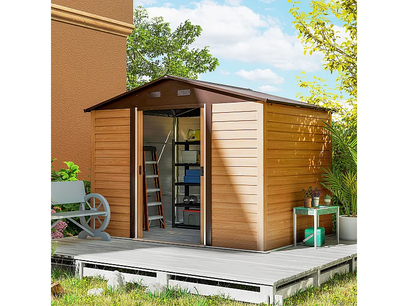 Casetta da giardino 4.84m² in acciaio zincato con fori di drenaggio prese d'aria