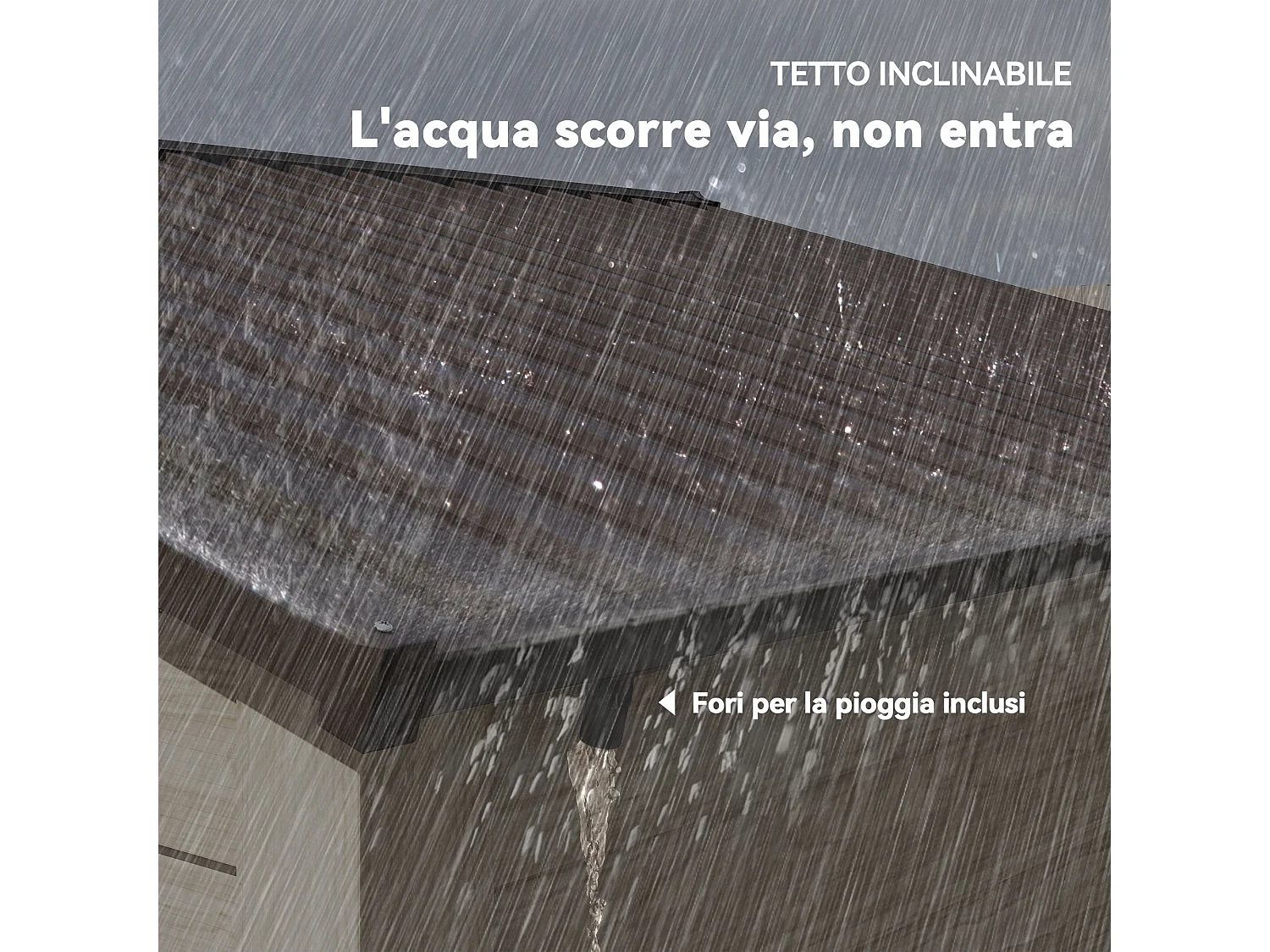 Casetta da giardino 4.84m² in acciaio zincato con fori di drenaggio prese d'aria