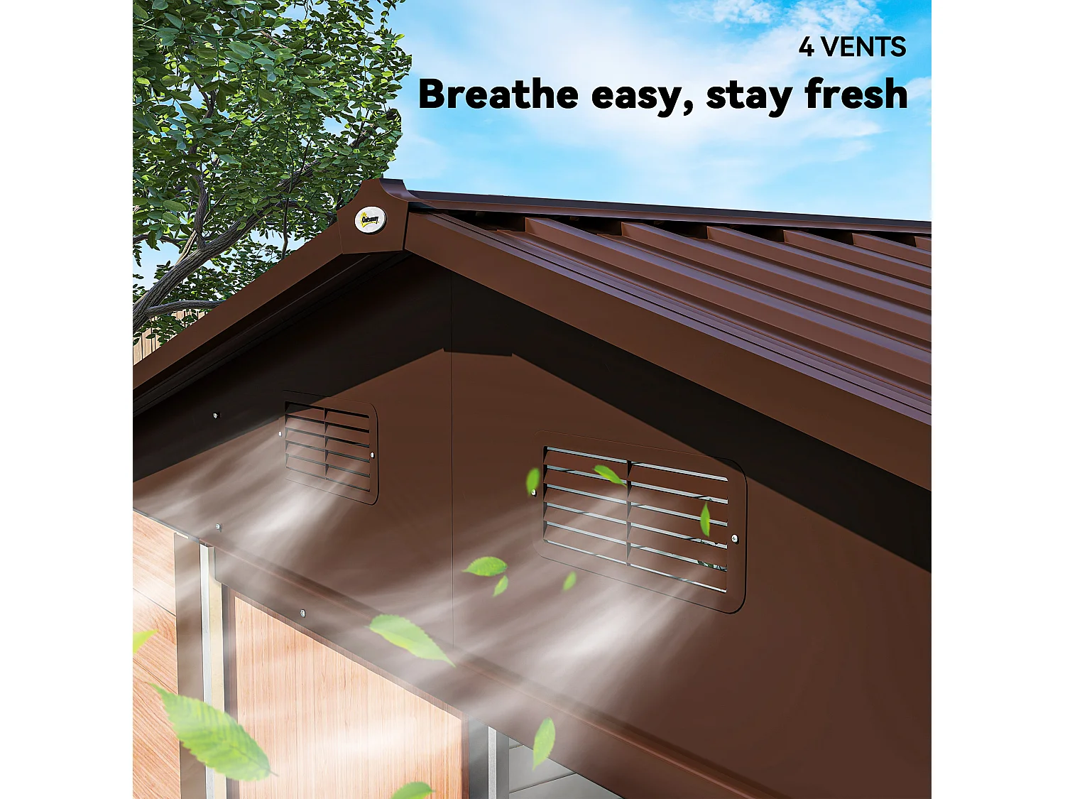 Casetta da giardino 4.84m² in acciaio zincato con fori di drenaggio prese d'aria