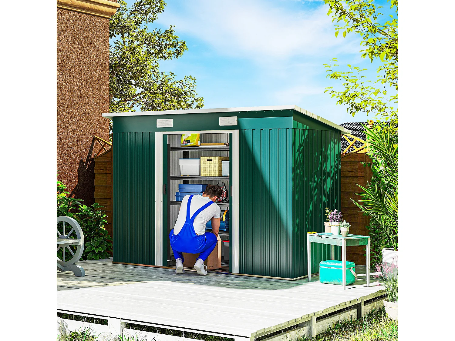 Casetta da giardino porta utensili in lamiera capanno da giardino in acciaio