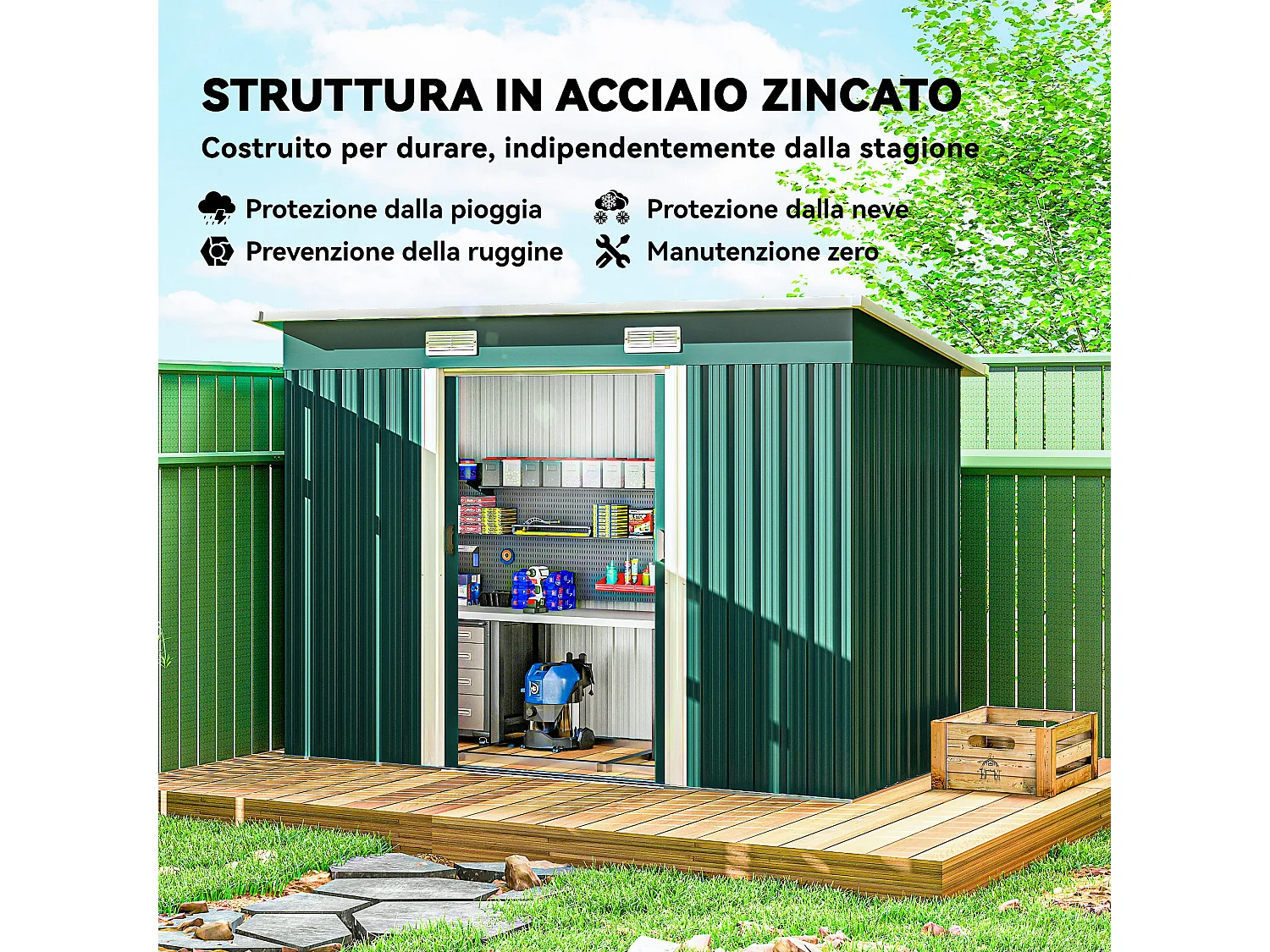 Casetta da giardino porta utensili in lamiera capanno da giardino in acciaio