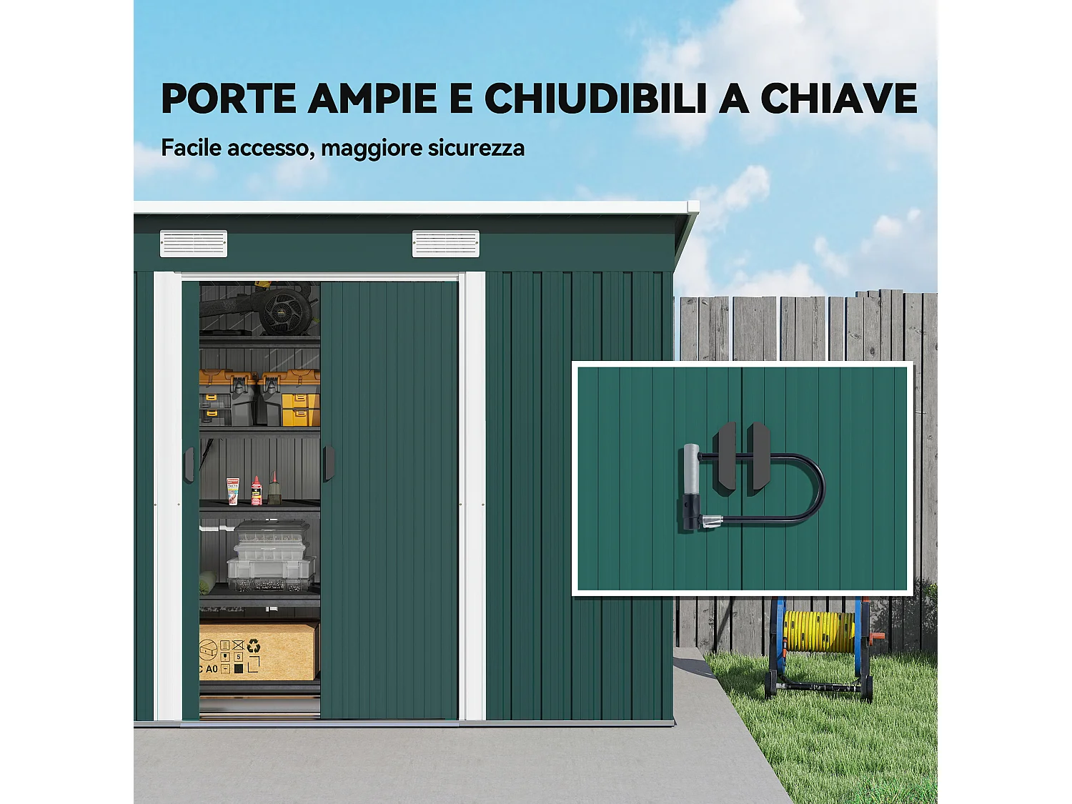 Casetta da giardino porta utensili in lamiera capanno da giardino in acciaio