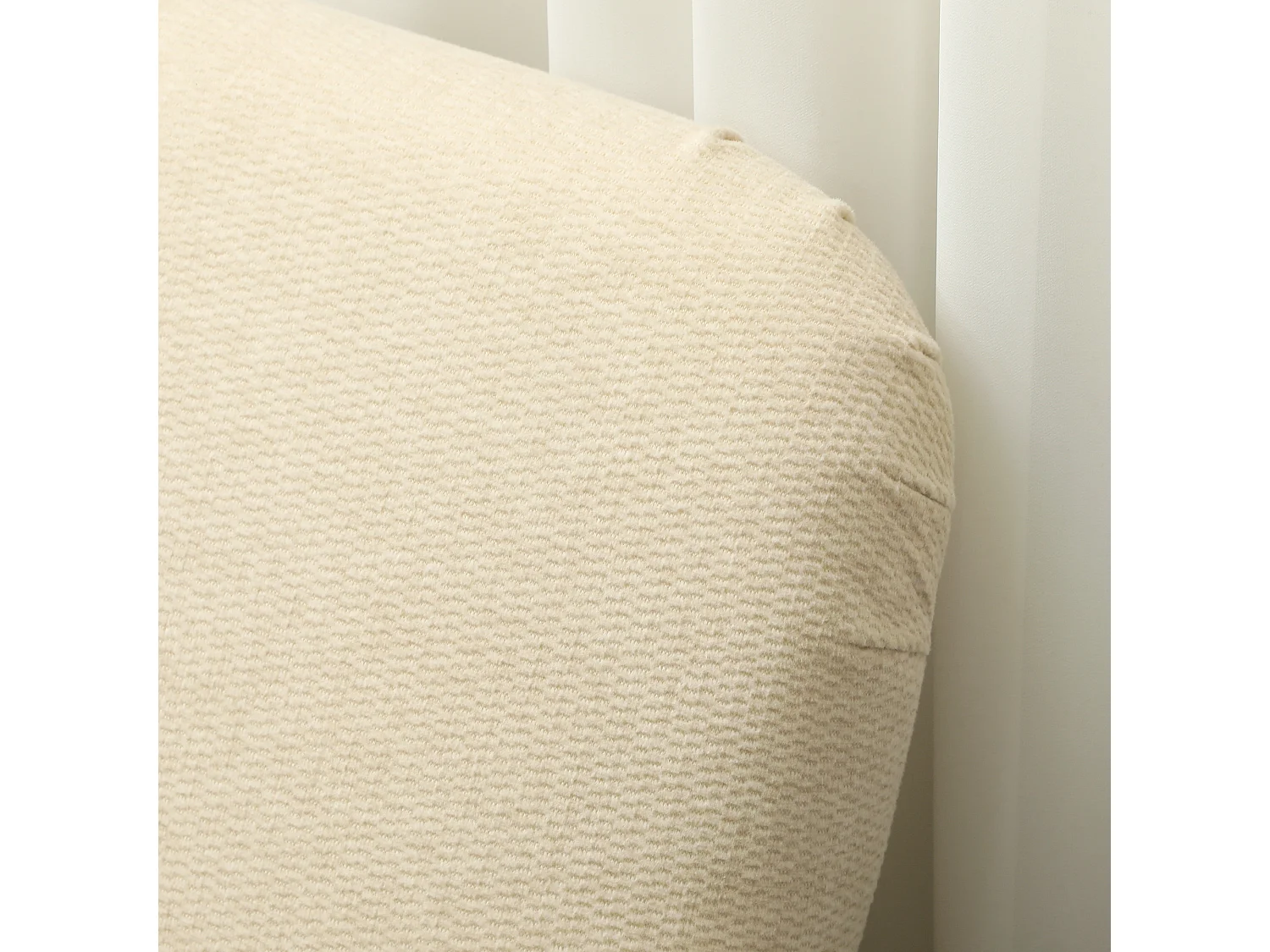 Divano 2 posti effetto velluto con gambe in legno bianco crema