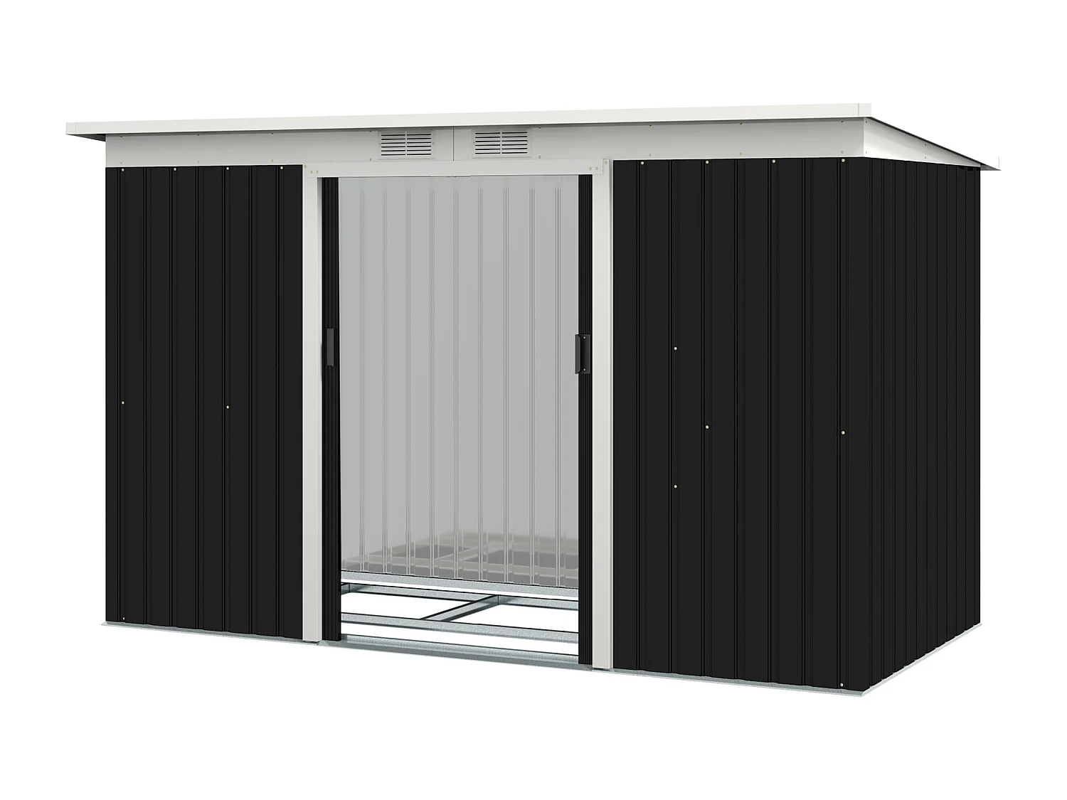 Casetta da giardino porta utensili in lamiera di acciaio con fondazione