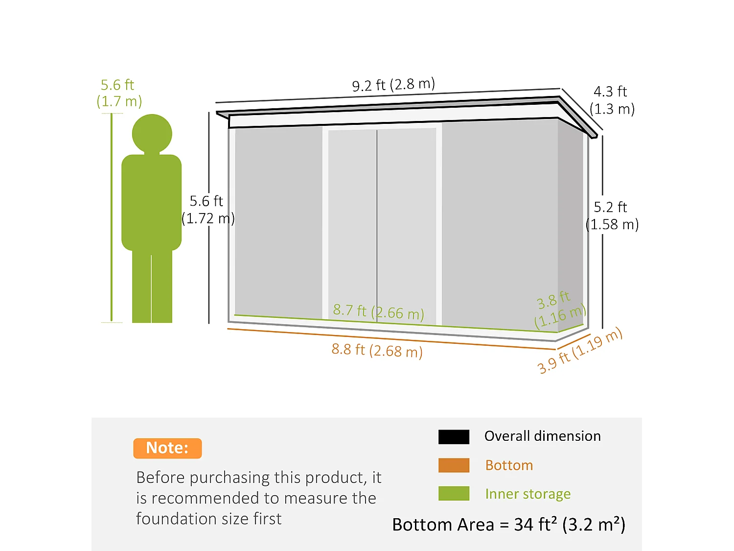 Casetta da giardino porta utensili in lamiera di acciaio con fondazione