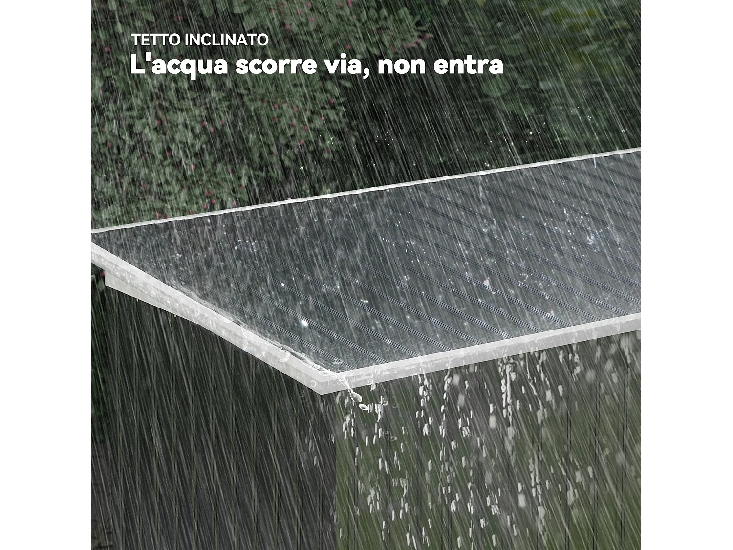 Casetta da giardino porta utensili in lamiera di acciaio con fondazione