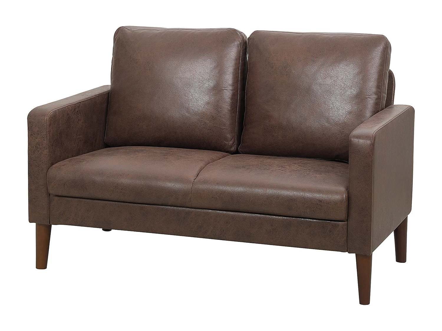 Divano 2 posti moderno in tessuto effetto pelle traspirante marrone