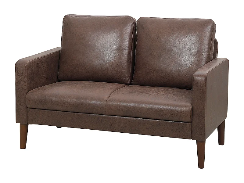 Divano 2 posti moderno in tessuto effetto pelle traspirante marrone