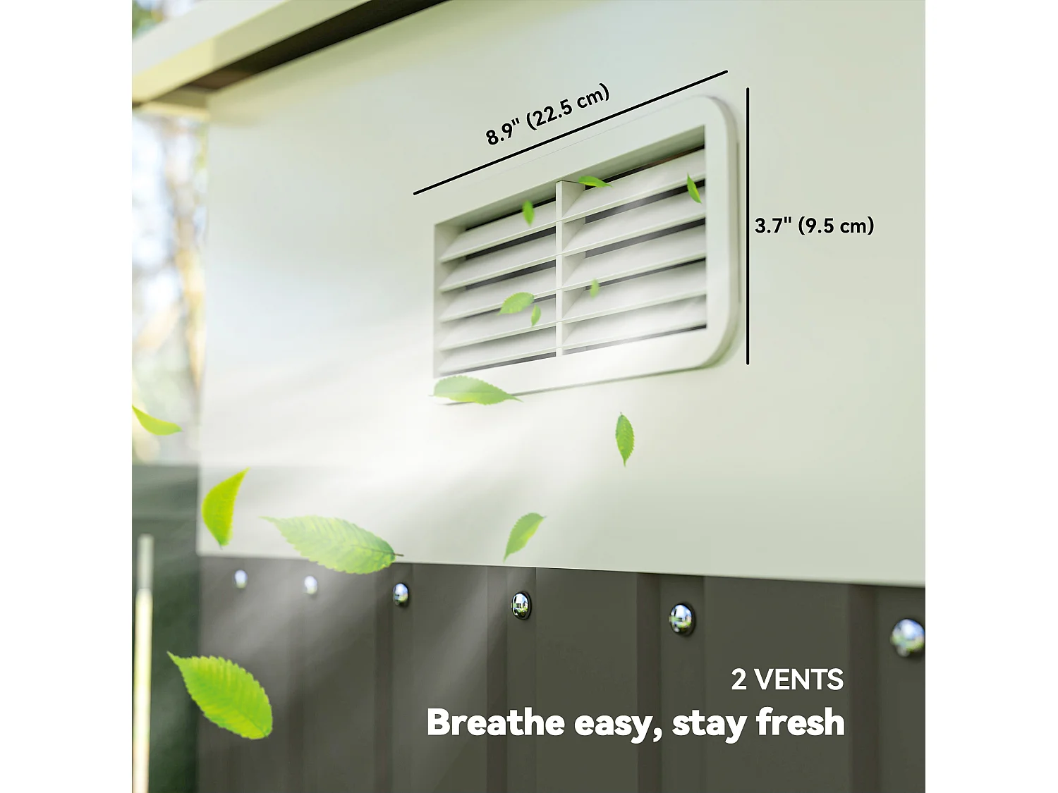 Casetta da giardino 8.9m² in acciaio zincato con 2 prese d'aria