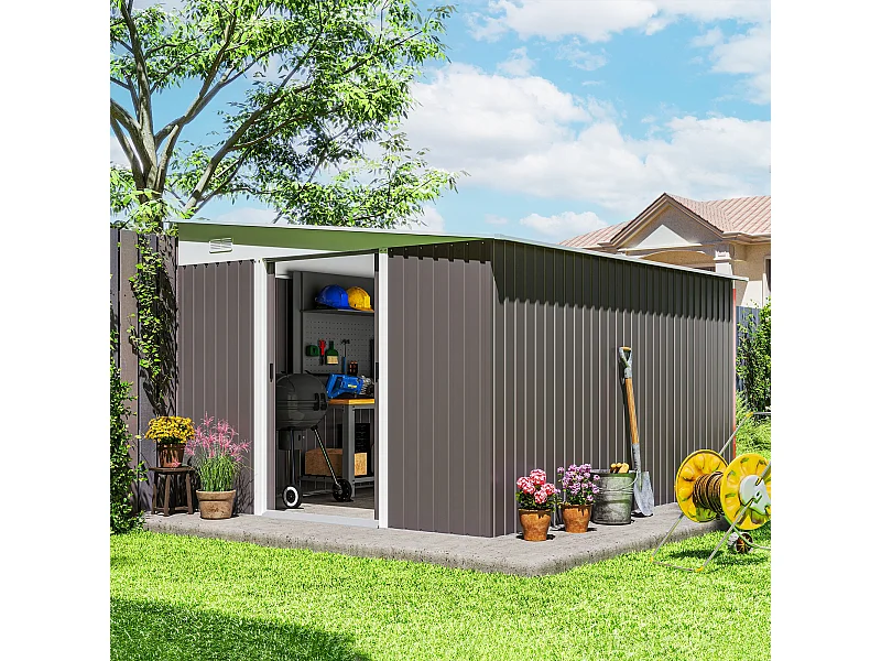 Casetta da giardino 8.9m² in acciaio zincato con 2 prese d'aria